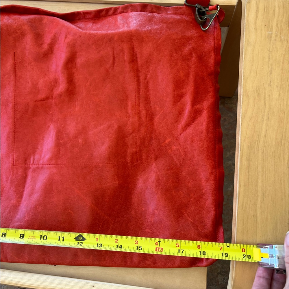 Red Leather handmade satchel Crossbody Bag - Picture 11 of 15